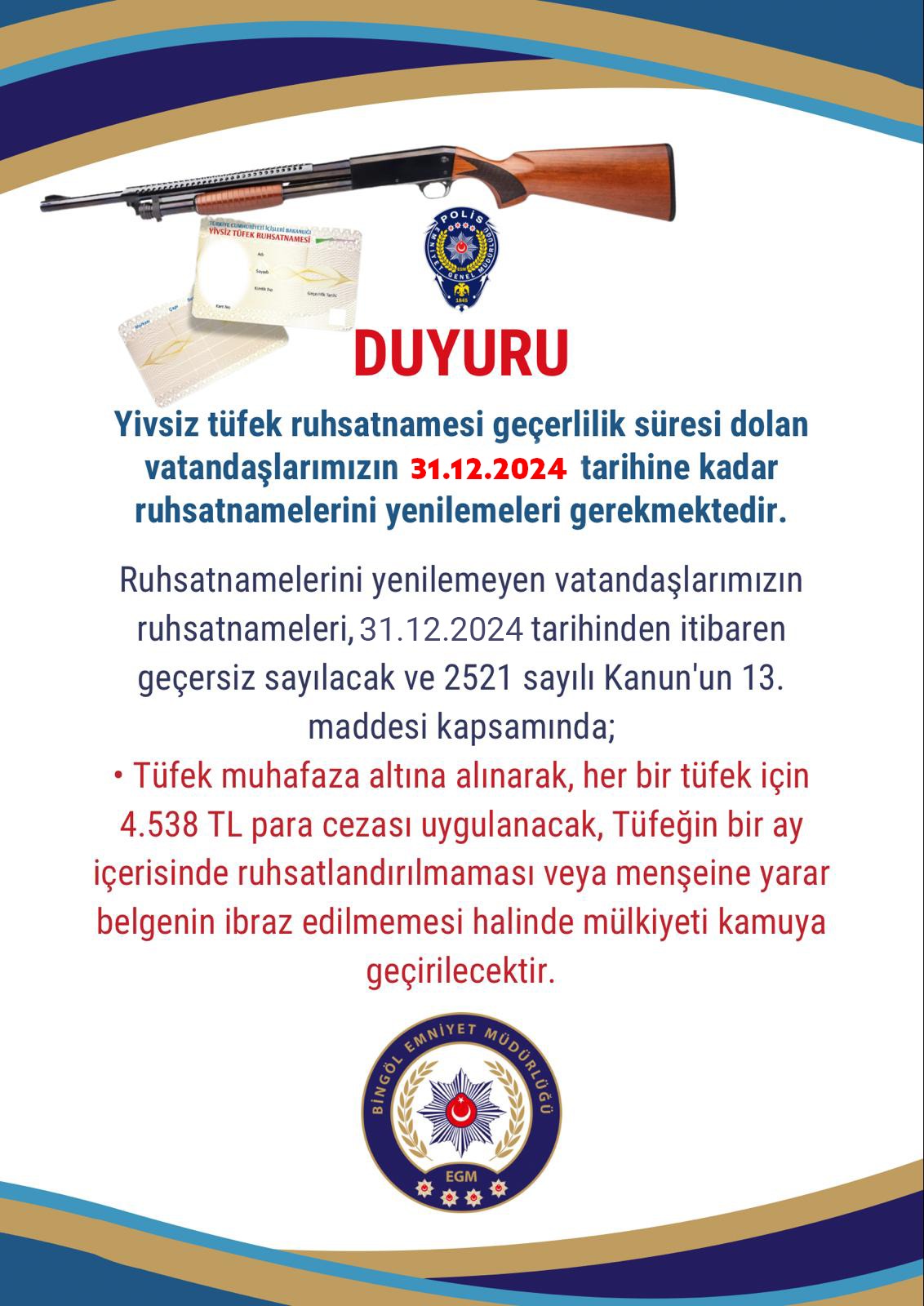 Yivsiz Av Tüfek Ruhsatları Hakkında